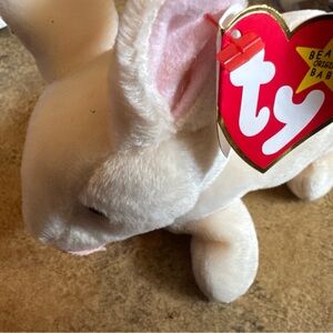 Ty Beanie Baby💜NIBBLER The Rabbit 6" Beige Stuffed Plush NEW MWMT's